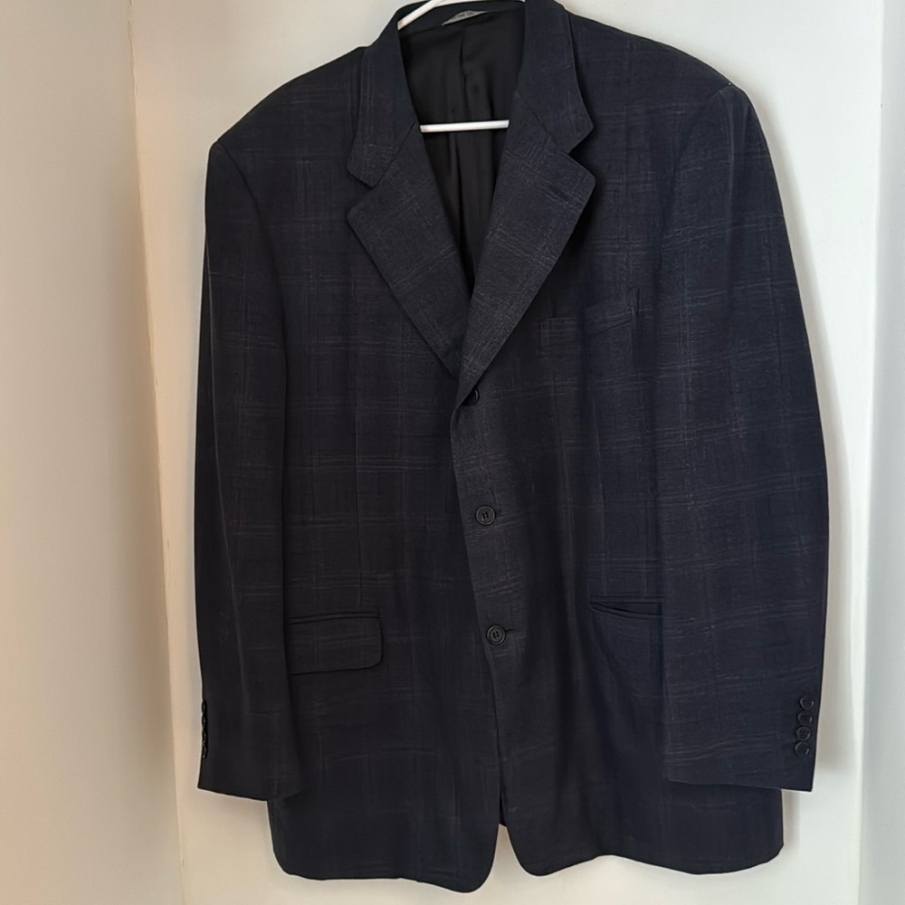 Canali 100% wool sports jacket 46L navy check